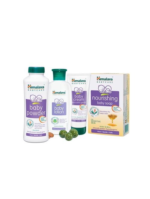 himalaya baby nourishing soap 125 gms+ baby powder 100 gms+ baby lotion 200 ml+ baby cream 50 ml - 13837800 - Very Small Image - 1
