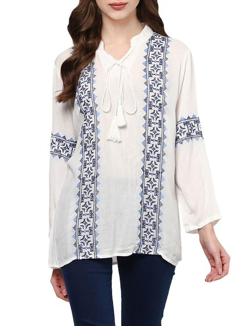 white embroidered rayon top - 13838877 - Very Small Image - 1