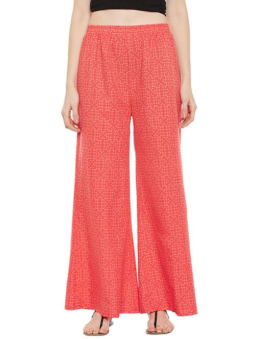 coral printed crepe palazzo - 13839414 - Very Small Image - 1