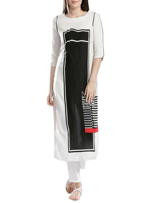 white crepe straight kurta - 13839573 - Very Small Image - 1
