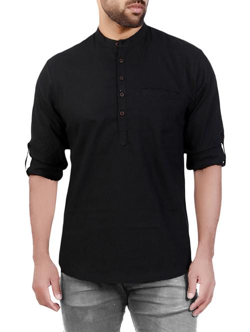 black cotton shirts kurta - 13841935 - Very Small Image - 1