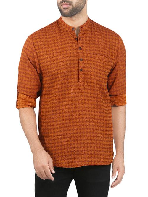 orange cotton shirts kurta - 13841944 - Very Small Image - 1
