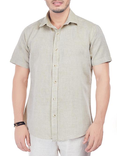 beige linen casual shirt - 13842613 - Very Small Image - 1