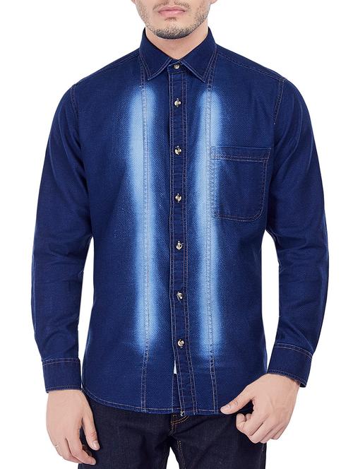 blue cotton casual shirt - 13842618 - Very Small Image - 1