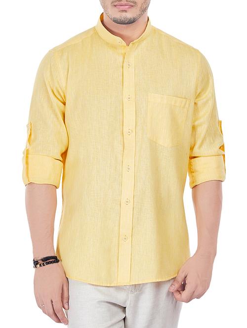 yellow linen casual shirt - 13842621 - Very Small Image - 1