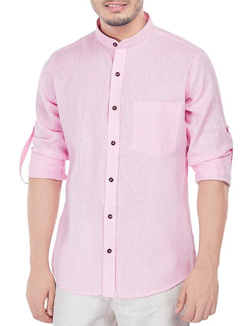 pink linen casual shirt - 13842622 - Very Small Image - 1