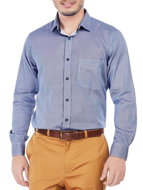 blue cotton casual shirt - 13842633 - Very Small Image - 1