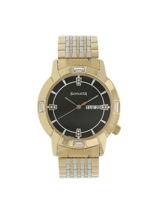 sonata black dial analog watch for men - 7116bm01 - 13844550 - Very Small Image - 1