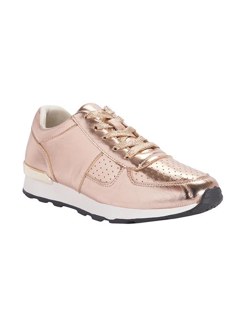 gold leatherette laceup sports shoes - 13848816 - Very Small Image - 1