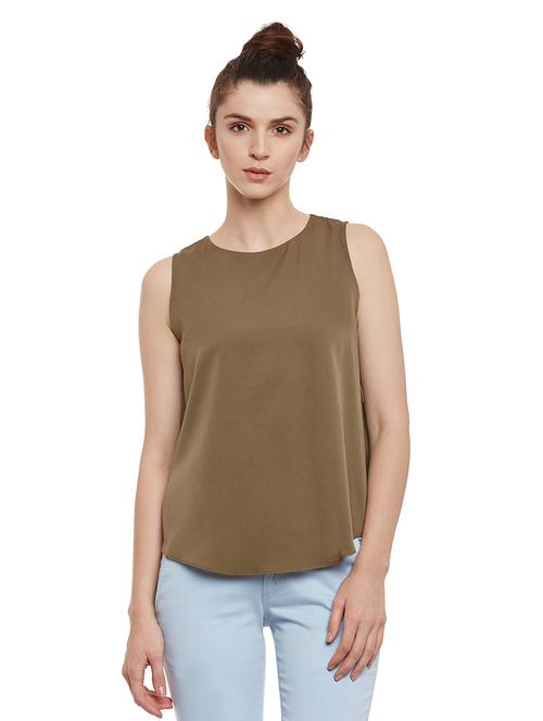 olive crepe regular top - 13849010 - Very Small Image - 1