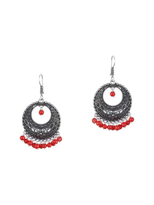 red silver tone drop earrings - 13851347 - Very Small Image - 1