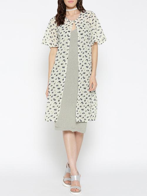 cream printed regular shrug - 13852022 - Very Small Image - 1