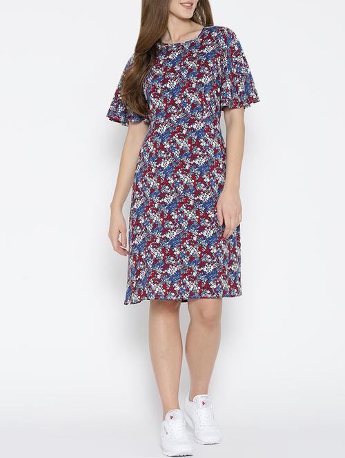 blue printed a-line dress - 13852027 - Very Small Image - 1