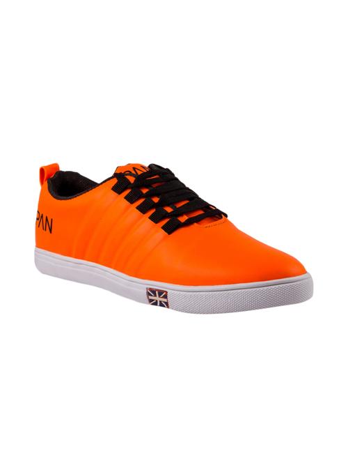 orange leatherette lace up sneaker - 13854380 - Very Small Image - 1