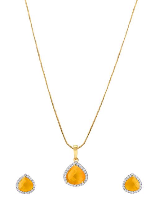 yellow metal pendants and earring - 13854381 - Very Small Image - 1