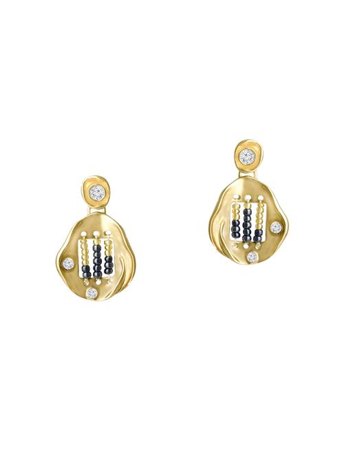 gold metal drop earrings - 13854914 - Very Small Image - 1