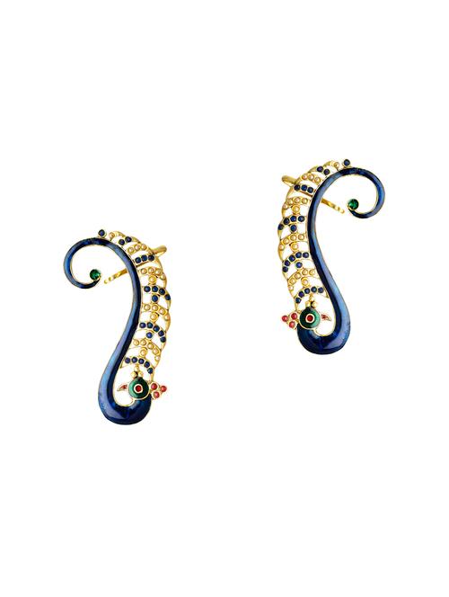 blue brass cuff earrings - 13854932 - Very Small Image - 1
