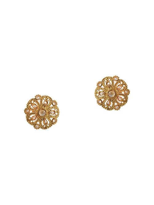 gold brass studs earrings - 13855065 - Very Small Image - 1