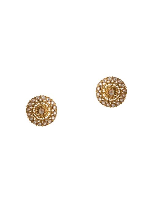 gold brass studs earrings - 13855067 - Very Small Image - 1