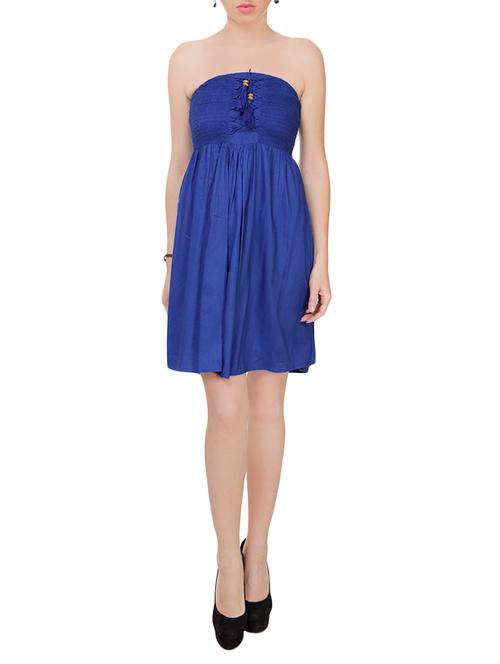 blue viscose off shoulder dress - 13855430 - Very Small Image - 1