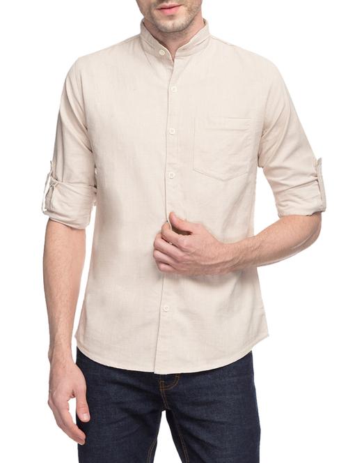 beige linen casual shirt - 13856465 - Very Small Image - 1