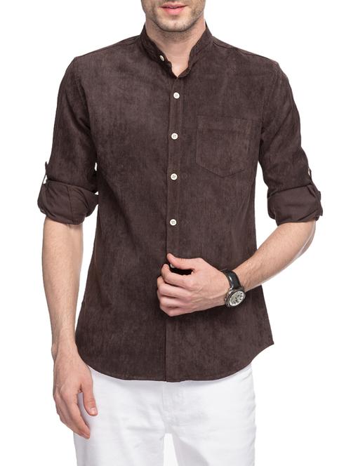 brown corduroy casual shirt - 13856467 - Very Small Image - 1