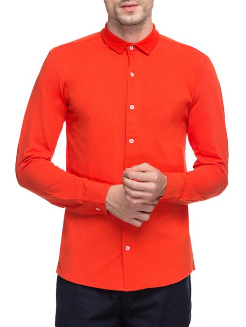 orange cotton casual shirt - 13856479 - Very Small Image - 1