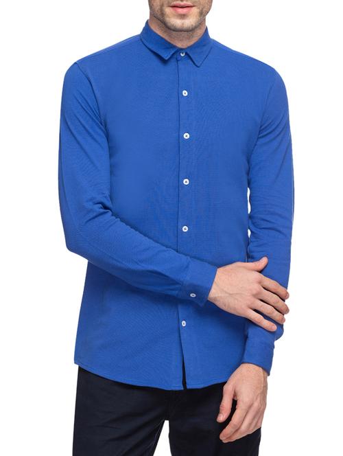 blue cotton casual shirt - 13856480 - Very Small Image - 1