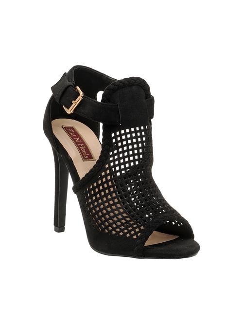 black faux leather ankle strap sandals - 13859915 - Very Small Image - 1