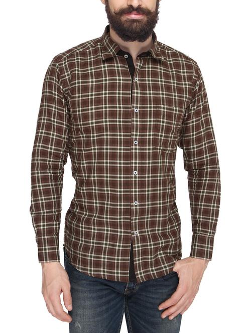 brown cotton casual shirt - 13860437 - Very Small Image - 1