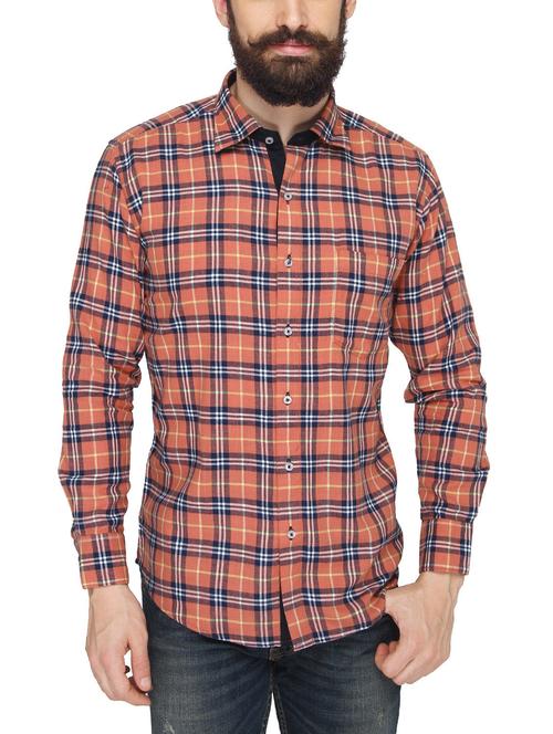 orange cotton casual shirt - 13860442 - Very Small Image - 1