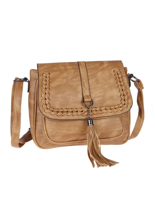 brown leatherette regular sling bag - 13860796 - Very Small Image - 1