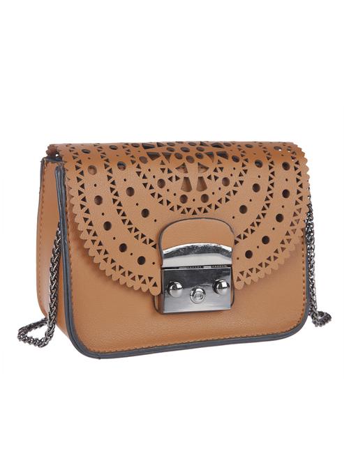 tan leatherette sling bag - 13860800 - Very Small Image - 1