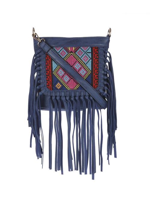 blue leatherette regular sling bag - 13860804 - Very Small Image - 1