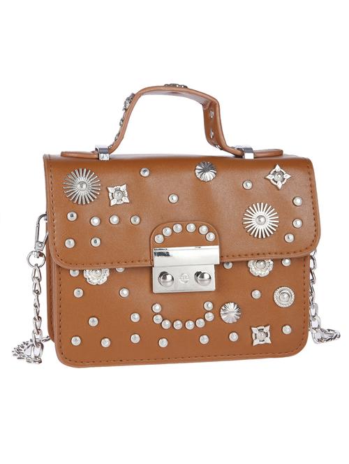 tan leatherette sling bag - 13860808 - Very Small Image - 1