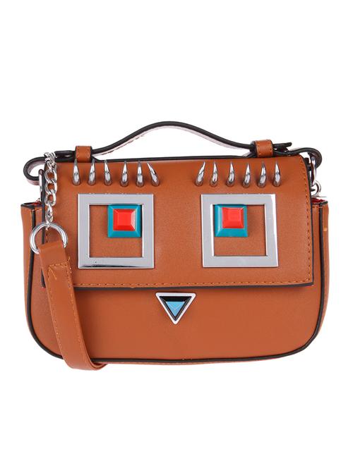 tan leatherette sling bag - 13860811 - Very Small Image - 1