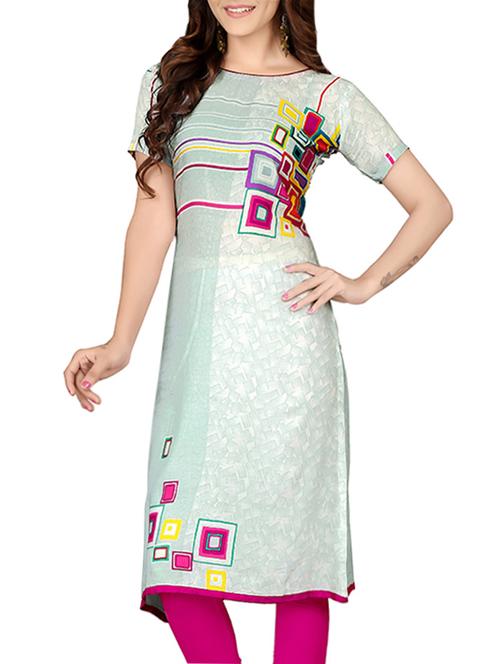 blue cotton printed straight kurta - 13863470 - Very Small Image - 1