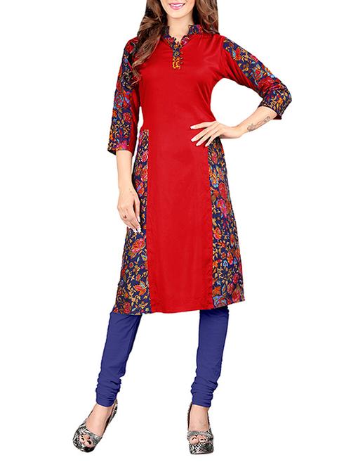 red rayon straight kurta - 13863501 - Very Small Image - 1