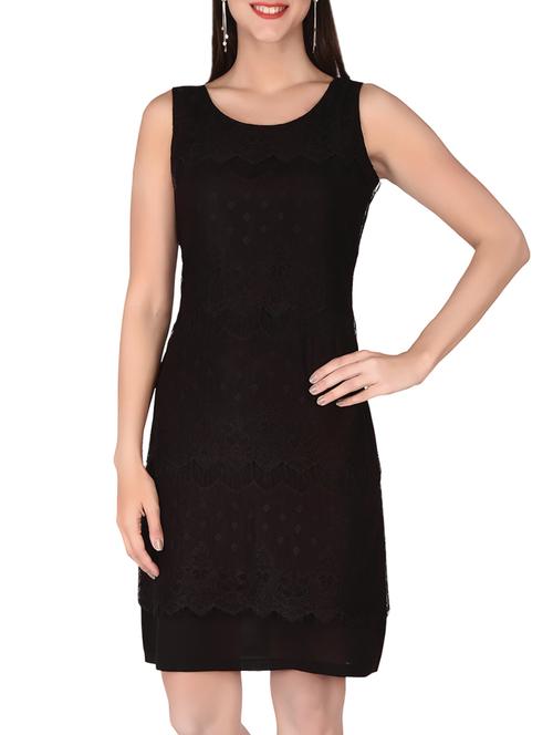 round neck laced sheath dress - 13864530 - Very Small Image - 1