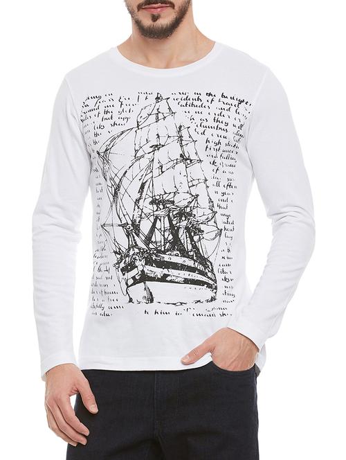 white cotton printed t-shirt - 13864678 - Very Small Image - 1