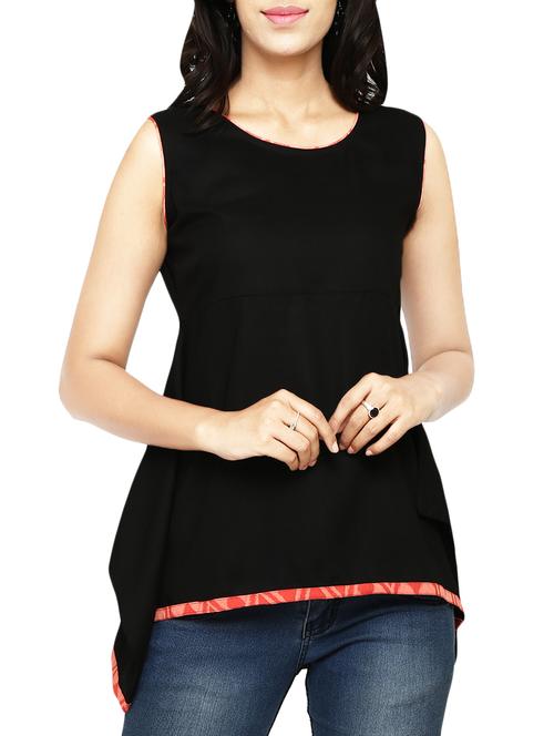 black rayon solid asymmetric kurti - 13865304 - Very Small Image - 1