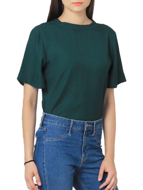 dark green poly crepe top - 13867478 - Very Small Image - 1