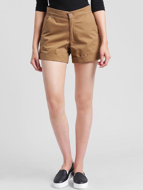 beige cotton mid rise short - 13868993 - Very Small Image - 1