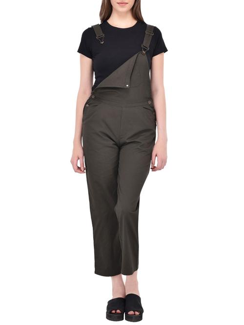 solid brown cotton dungaree - 13869033 - Very Small Image - 1