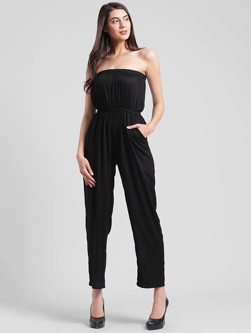 black rayon off shoulder jumpsuit - 13869035 - Very Small Image - 1