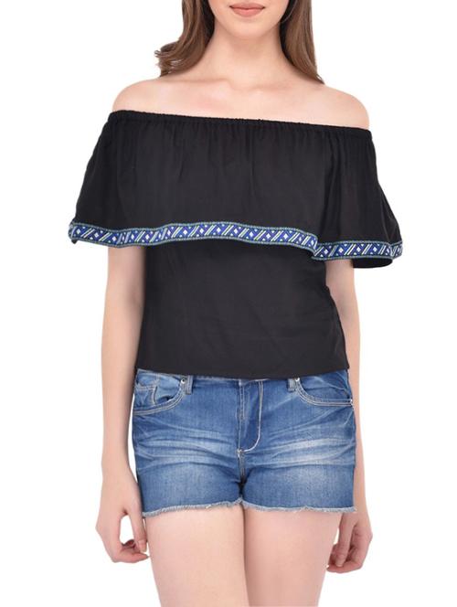 off shoulder contrast detail top - 13869052 - Very Small Image - 1