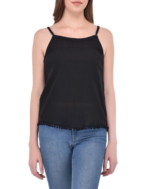 black crinkle viscose cami top - 13869055 - Very Small Image - 1