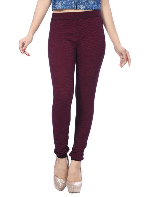 maroon cotton jegging - 13869810 - Very Small Image - 1