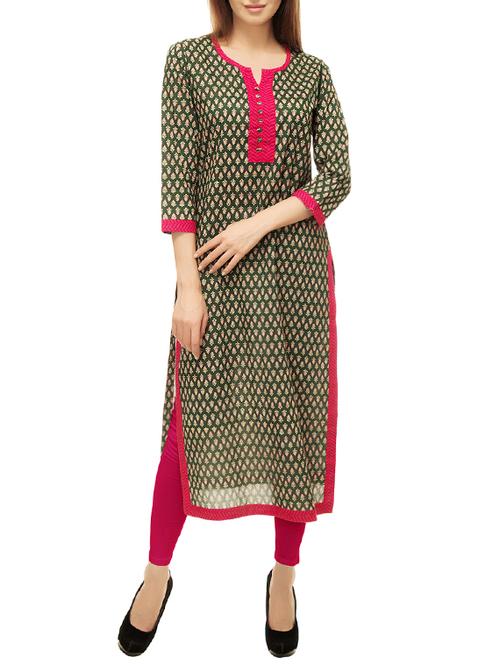 multi colored cotton straight kurta - 13870500 - Very Small Image - 1