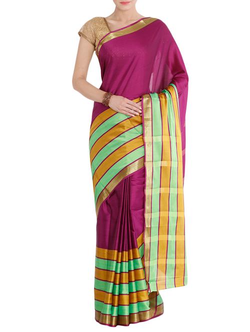 purple cotton saree - 13873806 - Very Small Image - 1